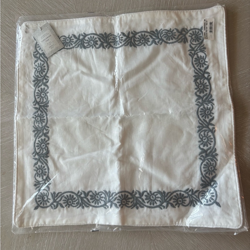 NWT Boll and Branch Vine Embroidered Decorative Pillow cover